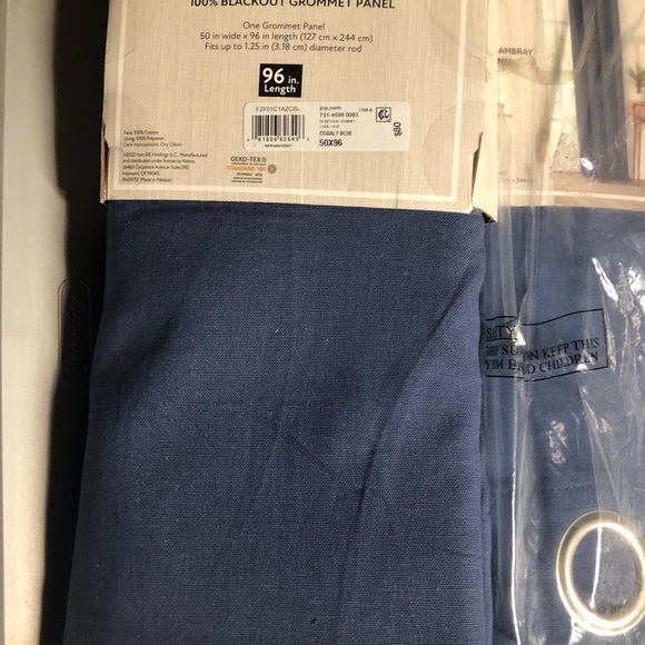 Fieldcrest Devin Cotton Chambray Blackout Grommet‎ Curtain Panel Blue 50 x 96 - Picture 5 of 5